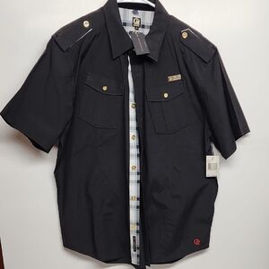 Cavi black short sleeve men's button down shirt sz XL